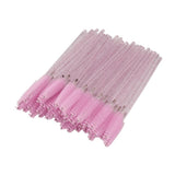 Max 50x Nylon Eyelash Mascara Wands Applicators Eyebrow Shaping Grooming Brushes Pink