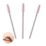 Max 50x Nylon Eyelash Mascara Wands Applicators Eyebrow Shaping Grooming Brushes Pink