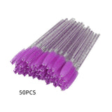 Max 50x Nylon Eyelash Mascara Wands Applicators Eyebrow Shaping Grooming Brushes Purple