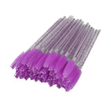 Max 50x Nylon Eyelash Mascara Wands Applicators Eyebrow Shaping Grooming Brushes Purple