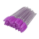 Max 50x Nylon Eyelash Mascara Wands Applicators Eyebrow Shaping Grooming Brushes Purple