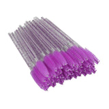 Max 50x Nylon Eyelash Mascara Wands Applicators Eyebrow Shaping Grooming Brushes Purple