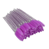 Max 50x Nylon Eyelash Mascara Wands Applicators Eyebrow Shaping Grooming Brushes Purple