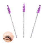 Max 50x Nylon Eyelash Mascara Wands Applicators Eyebrow Shaping Grooming Brushes Purple