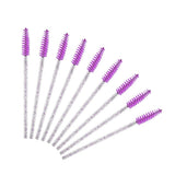 Max 50x Nylon Eyelash Mascara Wands Applicators Eyebrow Shaping Grooming Brushes Purple