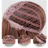 Max Maxb 14'' Fashion Pink Women Wavy Wig Synthetic Cosplay Anime Bob Wigs with Bangs