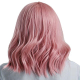 Max Maxb 14'' Fashion Pink Women Wavy Wig Synthetic Cosplay Anime Bob Wigs with Bangs