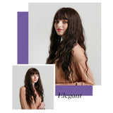 Max Maxb 28'' Dark Brown Women Synthetic Natural Looking Long Curly Wigs w/ Flat Bang