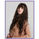 Max Maxb 28'' Dark Brown Women Synthetic Natural Looking Long Curly Wigs w/ Flat Bang