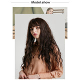 Max Maxb 28'' Dark Brown Women Synthetic Natural Looking Long Curly Wigs w/ Flat Bang