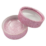 Maxbell Round Eyelash Carrier Container Storage Case Lashes Display Holder Box Glitter Pink