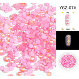 Maxbell 350x Fluorescent Flatback Sparkling Nail Rhinestones 3D Tips Decor Beads Pink