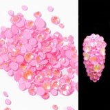 Maxbell 350x Fluorescent Flatback Sparkling Nail Rhinestones 3D Tips Decor Beads Pink