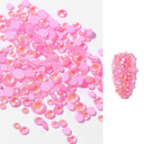 Maxbell 350x Fluorescent Flatback Sparkling Nail Rhinestones 3D Tips Decor Beads Pink