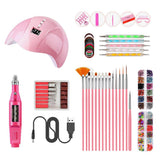 Maxbell Nail Dryer Leg Light Polisher Painting Brushes Dotting Pen Rhinestones Set