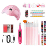 Maxbell Nail Dryer Leg Light Polisher Painting Brushes Dotting Pen Rhinestones Set