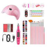Maxbell Nail Dryer Leg Light Polisher Painting Brushes Dotting Pen Rhinestones Set