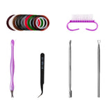 Maxbell 14pcs Nail Art Painting Brushes Dotting Pen Rhinestones Striping Tape Set
