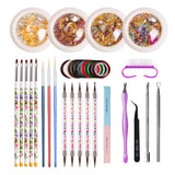 Maxbell 14pcs Nail Art Painting Brushes Dotting Pen Rhinestones Striping Tape Set