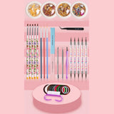 Maxbell 14pcs Nail Art Painting Brushes Dotting Pen Rhinestones Striping Tape Set