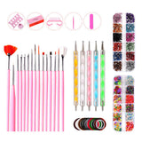 Maxbell Nail Art Tool Kit Painting Brushes Dotting Pen Rhinestones Striping Tape Set