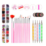 Maxbell Nail Art Tool Kit Painting Brushes Dotting Pen Rhinestones Striping Tape Set