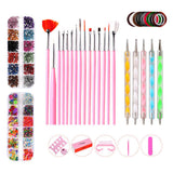 Maxbell Nail Art Tool Kit Painting Brushes Dotting Pen Rhinestones Striping Tape Set