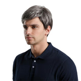 Maxbell 10'' Men's Short Straight Side Part Natural Looking Cosplay Wig Gray