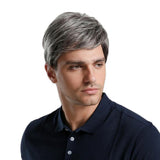 Maxbell 10'' Men's Short Straight Side Part Natural Looking Cosplay Wig Gray