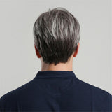 Maxbell 10'' Men's Short Straight Side Part Natural Looking Cosplay Wig Gray