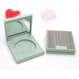 Maxbell Empty Pressed Powder Case Makeup Blusher Cosmetic Container w/ Mirror Green