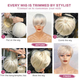 Maxbell Fashion Women Dark Brown Human Hair Wigs Short Natural Straight Full Wig 10"