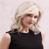 Maxbell 16'' Women Graceful Blonde Natural Medium Curly Wavy Cosplay Human Hair Wig