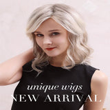 Maxbell 16'' Women Graceful Blonde Natural Medium Curly Wavy Cosplay Human Hair Wig