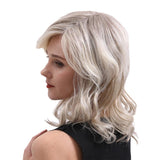 Maxbell 16'' Women Graceful Blonde Natural Medium Curly Wavy Cosplay Human Hair Wig