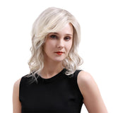 Maxbell 16'' Women Graceful Blonde Natural Medium Curly Wavy Cosplay Human Hair Wig