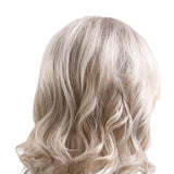 Maxbell 16'' Women Graceful Blonde Natural Medium Curly Wavy Cosplay Human Hair Wig