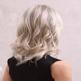 Maxbell 16'' Women Graceful Blonde Natural Medium Curly Wavy Cosplay Human Hair Wig