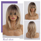 Maxbell 20'' Medium Straight Synthetic Side Part Wigs Women Cosplay Layered Full Wig