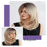 Maxbell 20'' Medium Straight Synthetic Side Part Wigs Women Cosplay Layered Full Wig