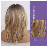 Maxbell 20'' Medium Straight Synthetic Side Part Wigs Women Cosplay Layered Full Wig