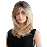 Maxbell 20'' Medium Straight Synthetic Side Part Wigs Women Cosplay Layered Full Wig