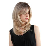 Maxbell 20'' Medium Straight Synthetic Side Part Wigs Women Cosplay Layered Full Wig