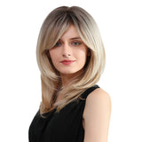 Maxbell 20'' Medium Straight Synthetic Side Part Wigs Women Cosplay Layered Full Wig