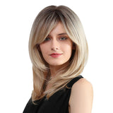Maxbell 20'' Medium Straight Synthetic Side Part Wigs Women Cosplay Layered Full Wig