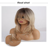 Maxbell 20'' Medium Straight Synthetic Side Part Wigs Women Cosplay Layered Full Wig