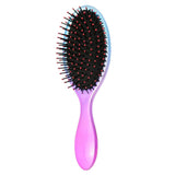 Maxbell Oval Rubber Paddle Brush Massage Cushioned Hairbrush Hair Detangler Comb Blue