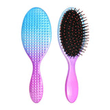 Maxbell Oval Rubber Paddle Brush Massage Cushioned Hairbrush Hair Detangler Comb Blue