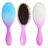 Maxbell Oval Rubber Paddle Brush Massage Cushioned Hairbrush Hair Detangler Comb Blue