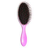 Maxbell Oval Rubber Paddle Brush Massage Cushioned Hairbrush Hair Detangler Comb Silver